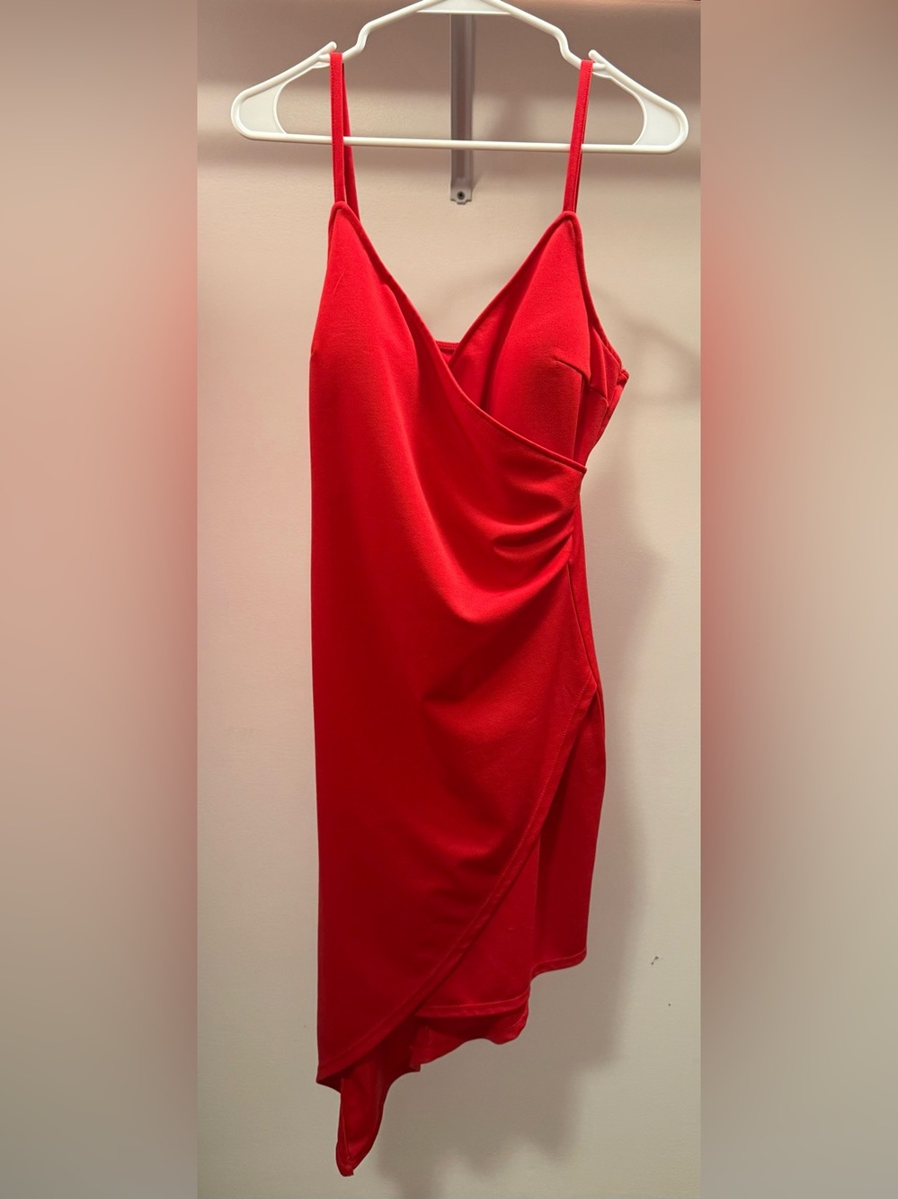 Planet Gold Red Draped Midi Slip Dress